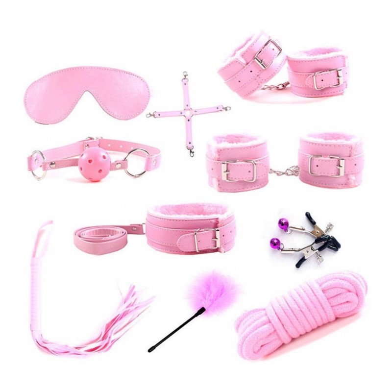 KIT BONDAGE DE 9 PIEZAS, COLORES. BDSM - KIT