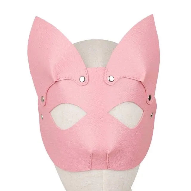 MASCARA O ANTIFAZ ROSADO DE PU, AJUSTABLE. BDSM - RYSC-155