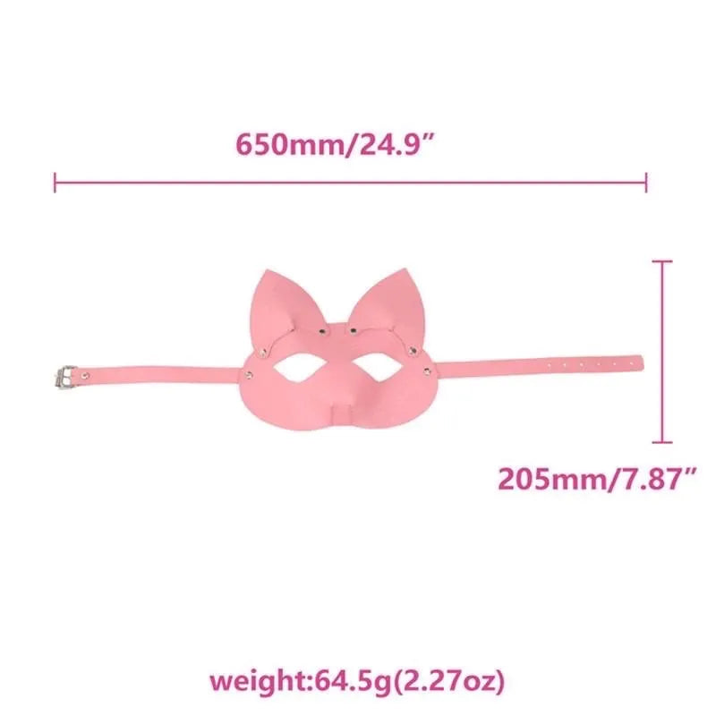 MASCARA O ANTIFAZ ROSADO DE PU, AJUSTABLE. BDSM - RYSC-155